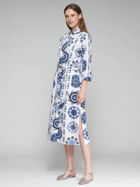 BLUE SUNDIAL BELTED SHIRT DRESS