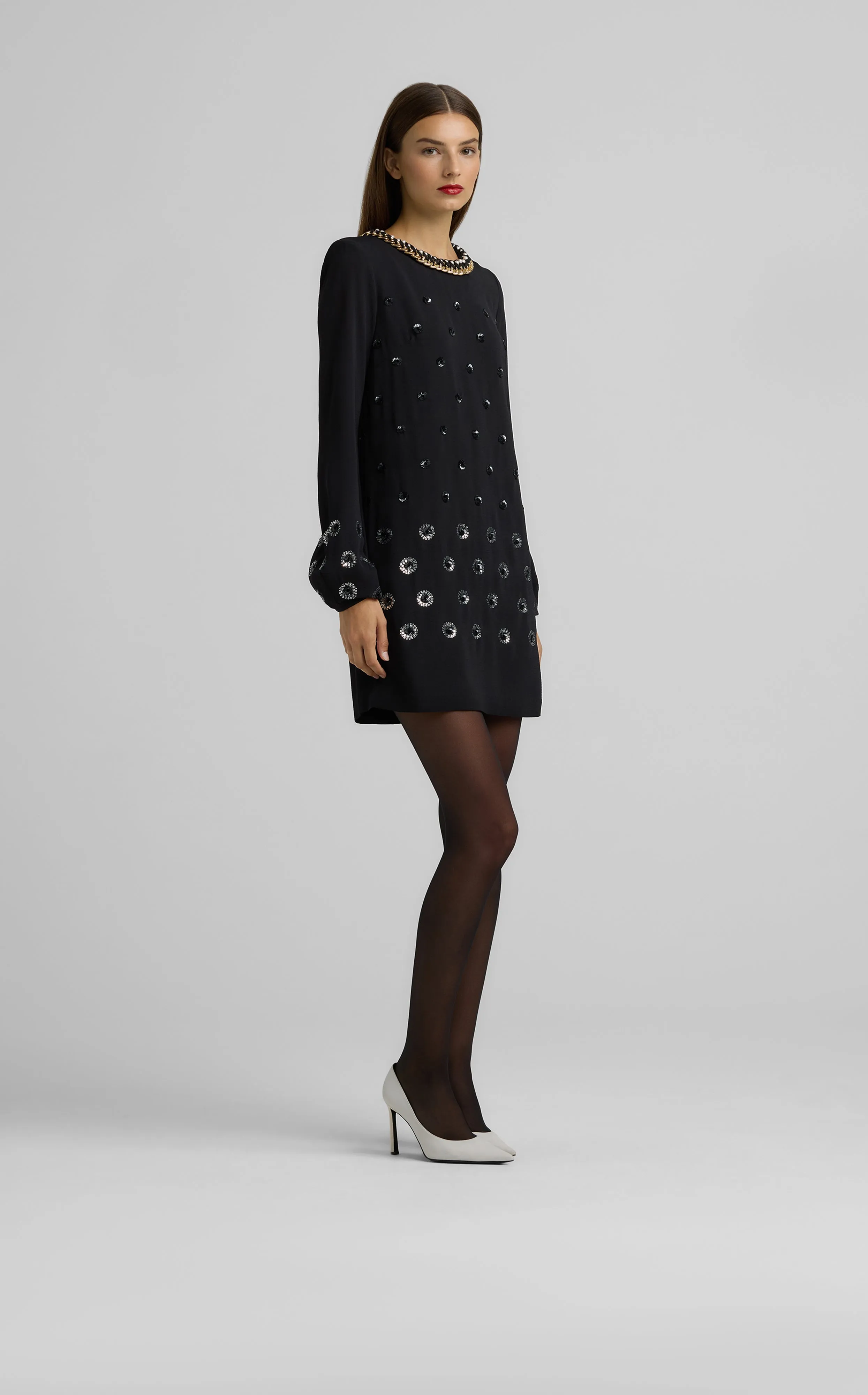 Embellished Polka Dot Dress
