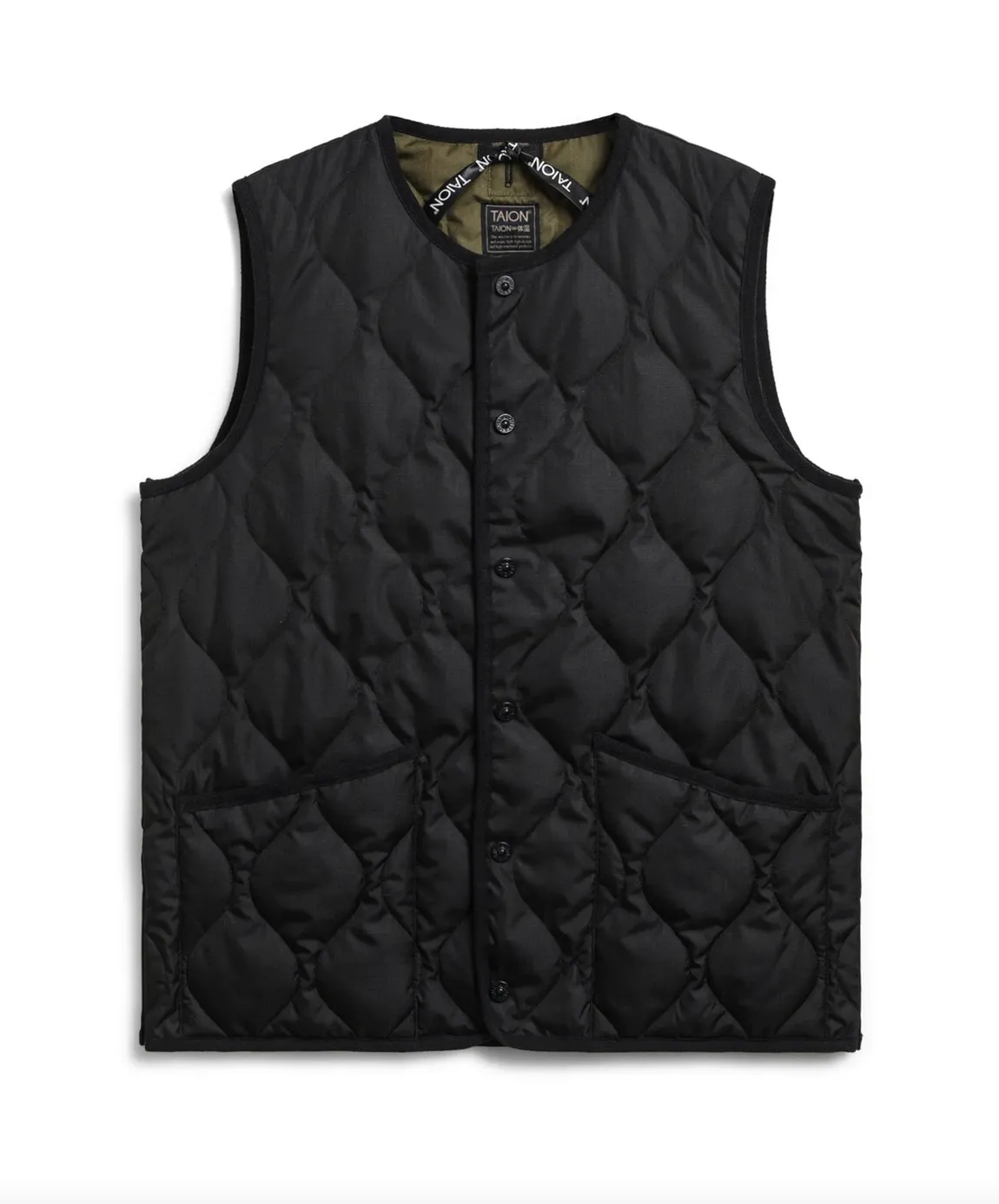 Taion, Military Crew Neck Down Vest | Black