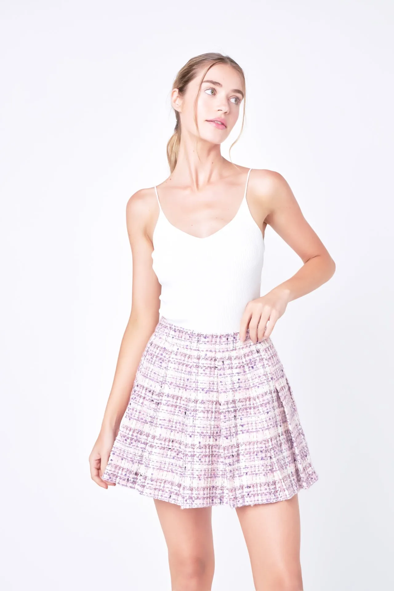 Tweed Pleated Skirt
