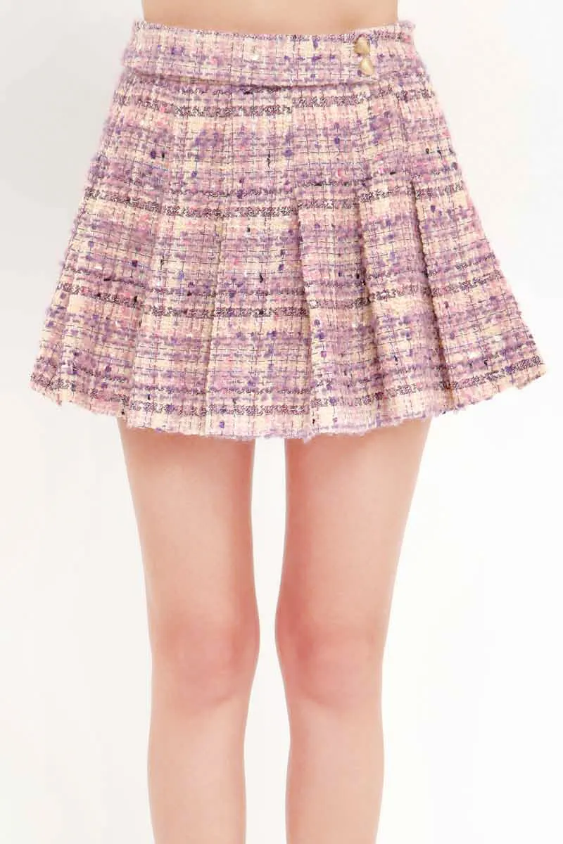 Tweed Pleated Skirt