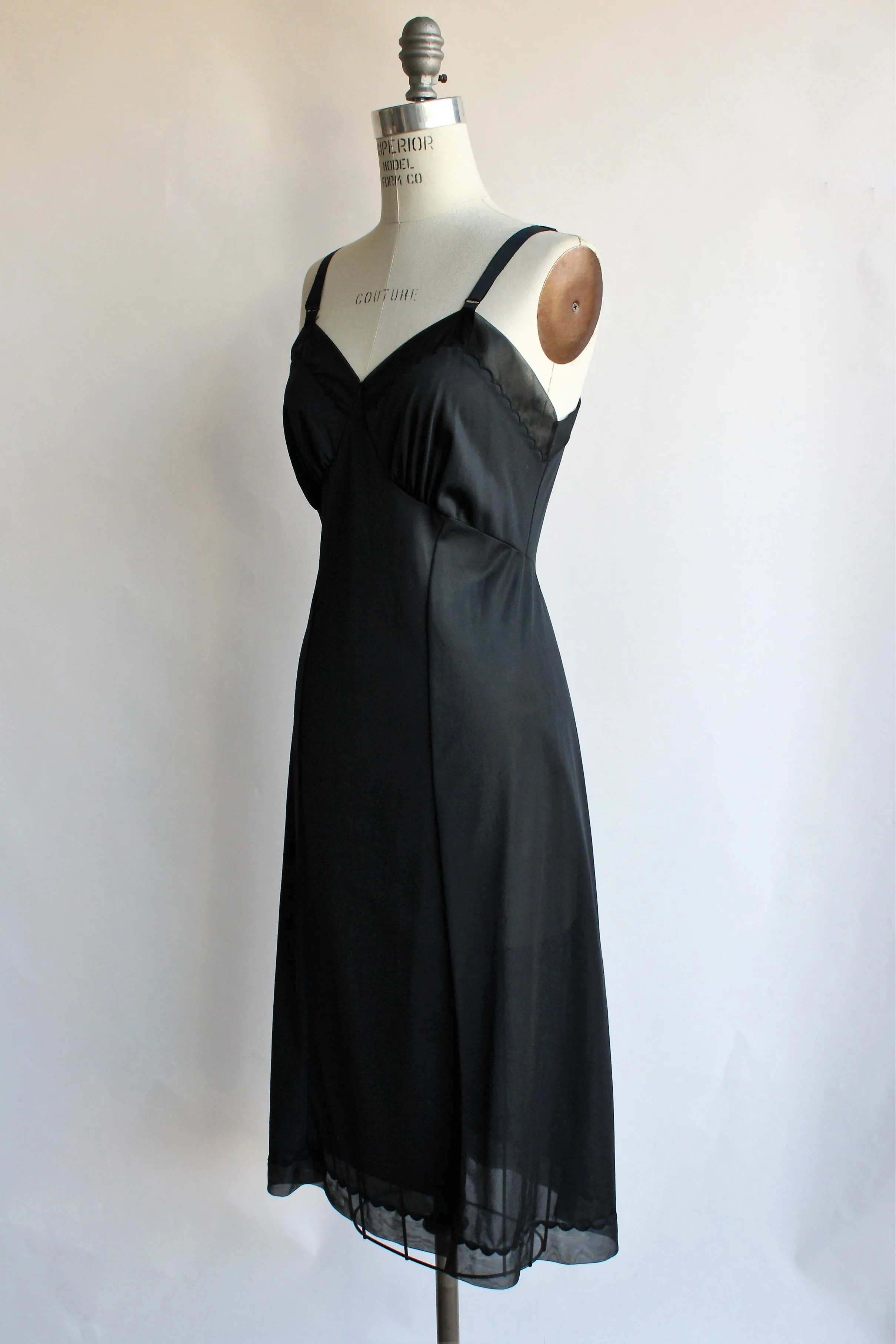 Vintage 1960s Black Full Slip by Penneys, Adonna