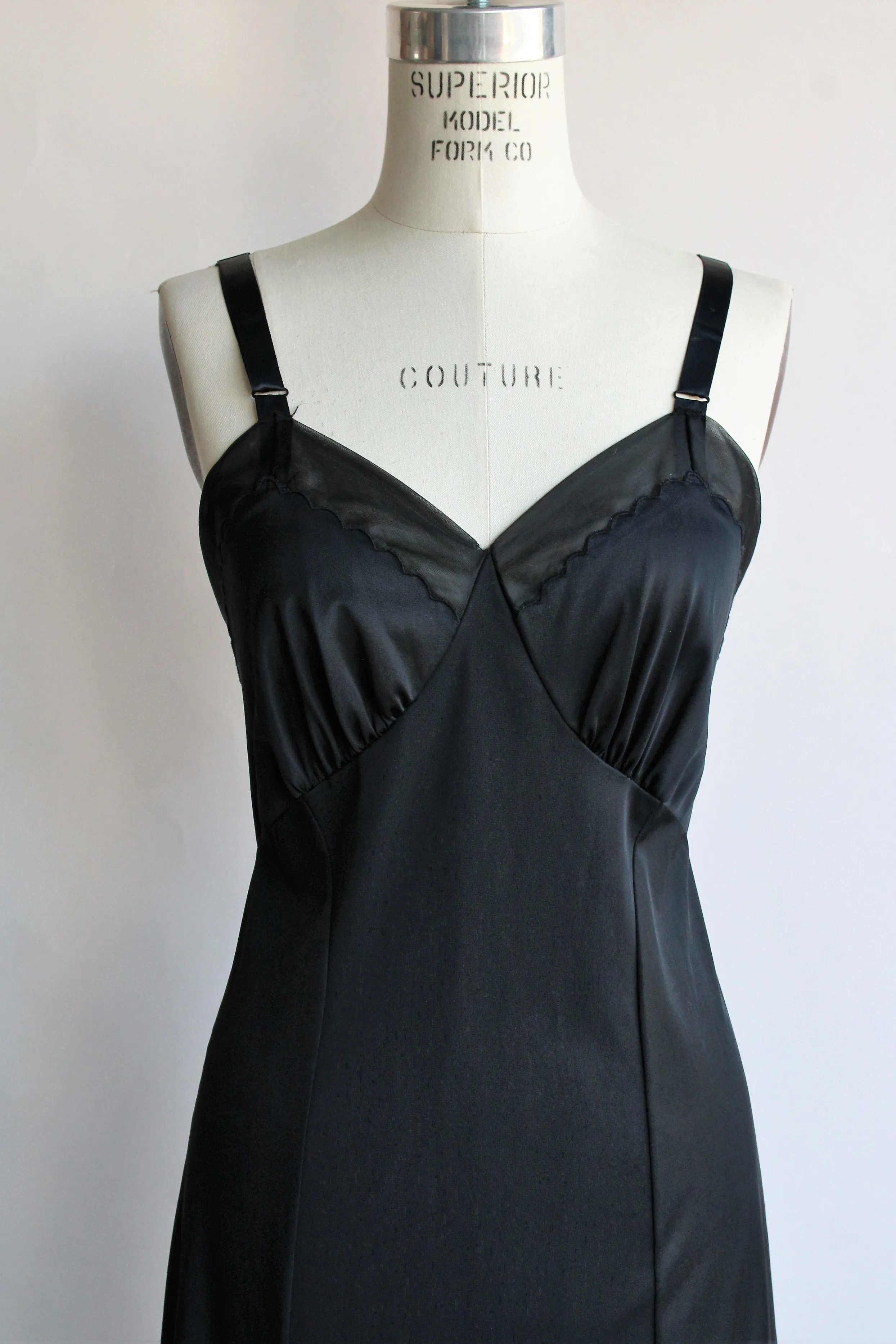 Vintage 1960s Black Full Slip by Penneys, Adonna
