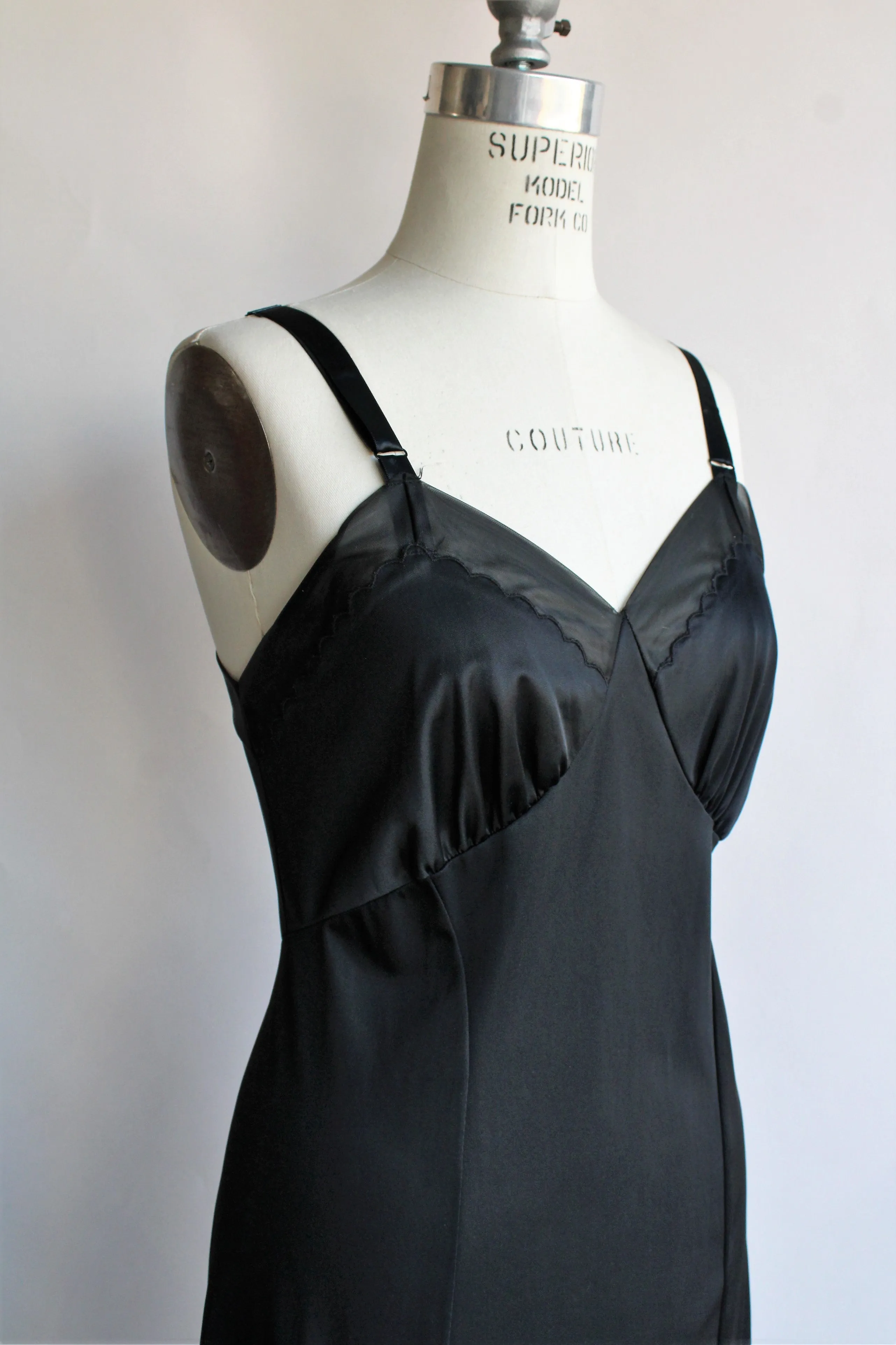 Vintage 1960s Black Full Slip by Penneys, Adonna